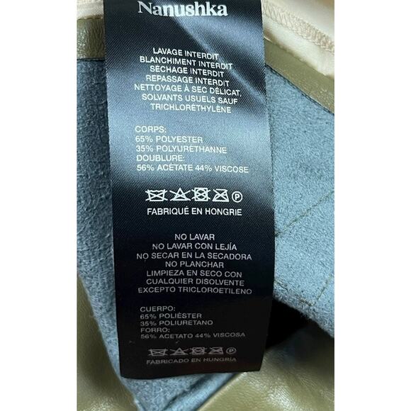 Nanushka Janna Vegan Leather Drawstring Shorts In Olive Green Designer Size XS - Picture 9 of 9